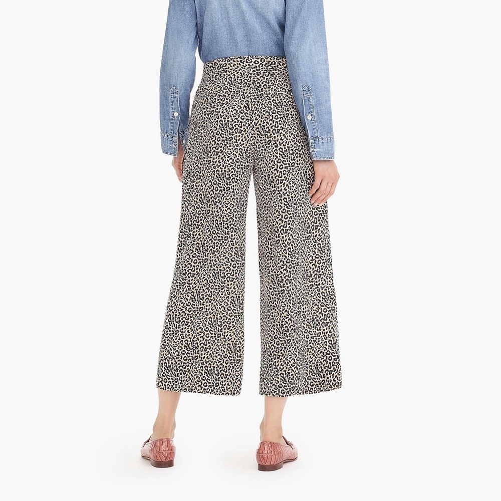 J. Crew Silk Leopard Print Wide Leg Cropped Pants